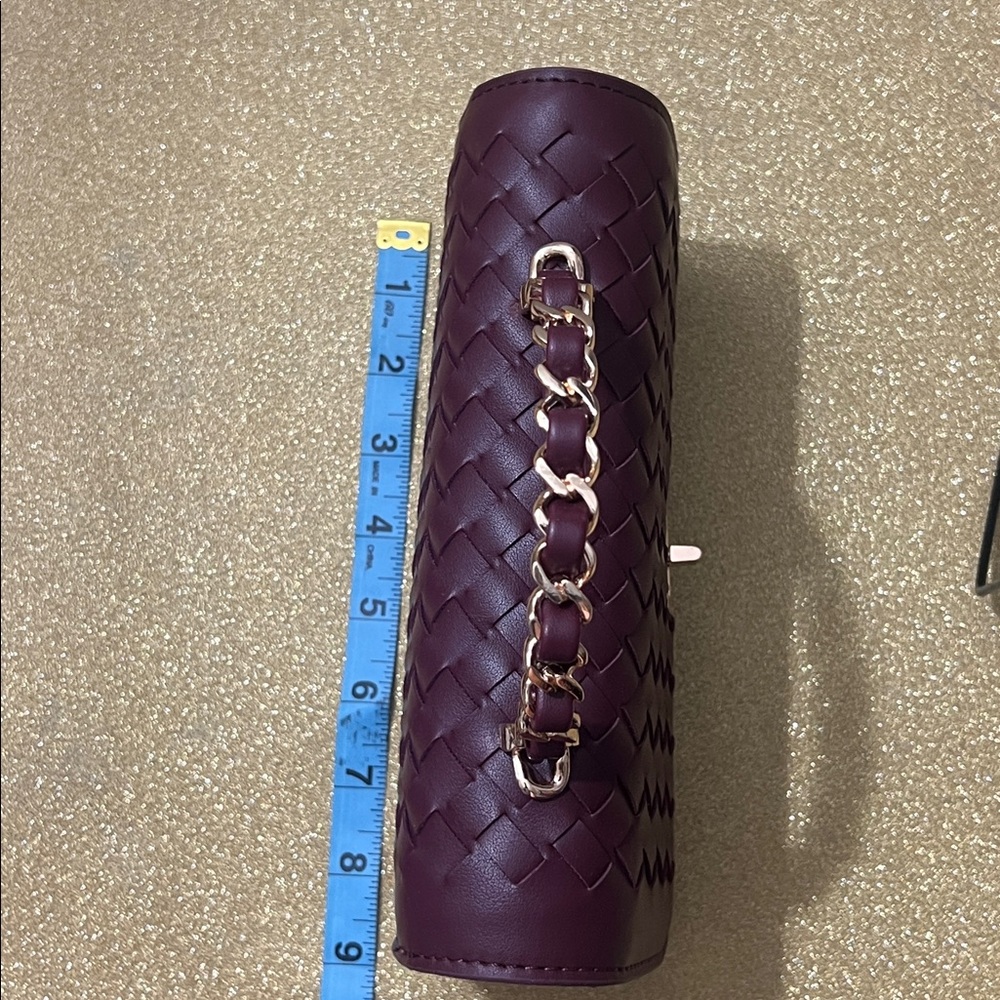 New Elegant Woven Burgundy Clutch and Crossbody - Picture 7 of 17